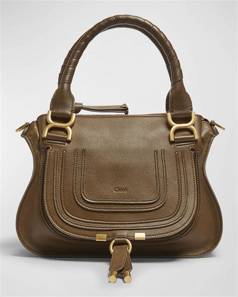 Chloe Marcie Small Satchel Bag in Grained Calfskin.